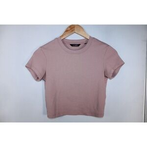 Cuts Women's XS Dusty Rose Short Sleeve Crew Neck Crop T-Shirt